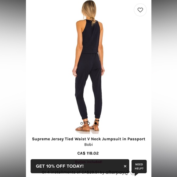 Bobi Supreme Jersey Tied Waist V Neck Jumpsuit in Passport - Picture 2 of 6